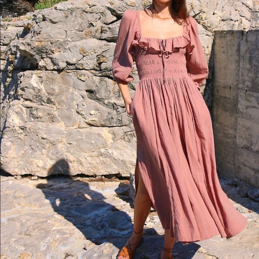 Free People Oasis Midi Dress in Coyote